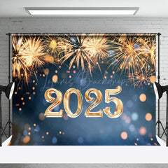 Lofaris Shiny Gold Sparkle Blue 2025 Happy New Year Backdrop