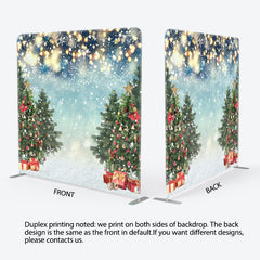 Lofaris Shiny Snow Christmas Tree Gift Tension Fabric Backdrop