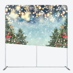 Lofaris Shiny Snow Christmas Tree Gift Tension Fabric Backdrop