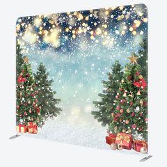 Lofaris Shiny Snow Christmas Tree Gift Tension Fabric Backdrop