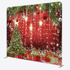 Lofaris Shiny Stars Christmas Tree Red Pillow Case Backdrop