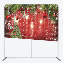 Lofaris Shiny Stars Christmas Tree Red Pillow Case Backdrop