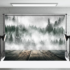 Lofaris Silent White Misty Forest Wood Nature Scene Backdrop