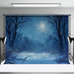 Lofaris Silent Winter Night Moon Snow Forest Photo Backdrop