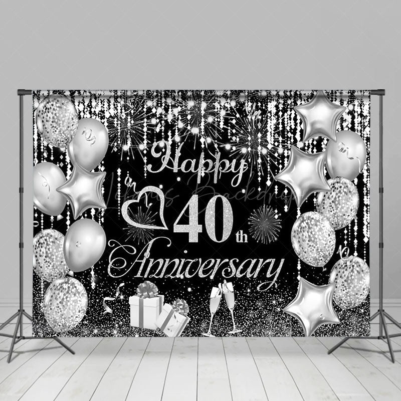 Lofaris Silver Balloon Champagne 40Th Anniversary Backdrop