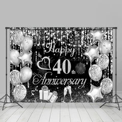 Lofaris Silver Balloon Champagne 40Th Anniversary Backdrop