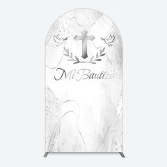 Lofaris Silver Cross Marbled Mi Bautizo Baptism Arch Backdrop