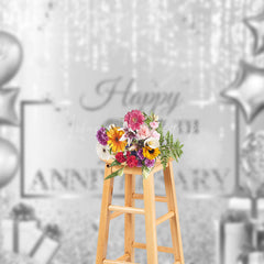 Lofaris Silver Glitter Gift Balloon 25Th Anniversary Backdrop