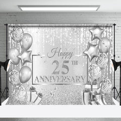 Lofaris Silver Glitter Gift Balloon 25Th Anniversary Backdrop