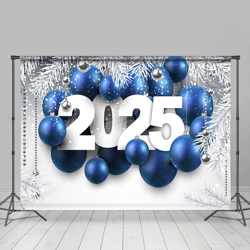 Lofaris Silver Leaves Bells Balloons 2025 Christmas Backdrop