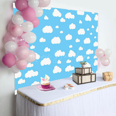 Lofaris Simple Blue Sky White Cloud Happy Birthday Backdrop