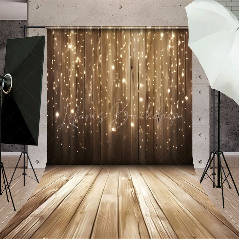 Lofaris Simple Glitter Bokeh Shining Vibe Wooden Backdrop