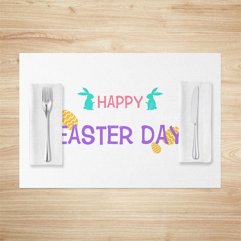 Lofaris Simple Green Bunny Happy Easter Set Of 4 Placemats