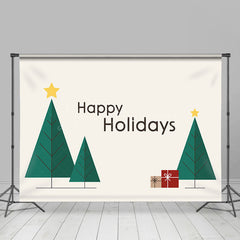 Lofaris Simple Green Pine Trees Gift Happy Holidays Backdrop