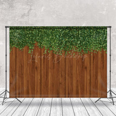 Lofaris Simple Greenery Ivy Leaves Fence Wood Photo Backdrop