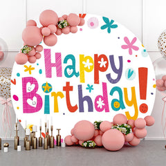 Lofaris Simple Line Happy Birthday Round Party Backdrop