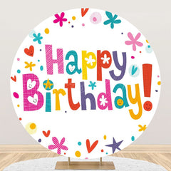 Lofaris Simple Line Happy Birthday Round Party Backdrop