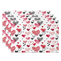 Lofaris Simple Painted Red Black Love Set Of 4 Placemats