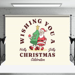 Lofaris Simple Tree Santa Holly Jolly Christmas Backdrop