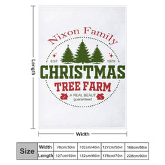 Lofaris Simple White Christmas Tree Farm Custom Text Blanket