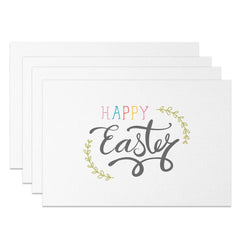 Lofaris Simple White Leaves Happy Easter Set Of 4 Placemats