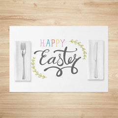 Lofaris Simple White Leaves Happy Easter Set Of 4 Placemats