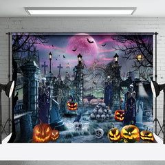 Lofaris Skull Ghost Manor Purple Vibe Halloween Backdrop