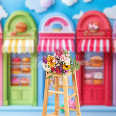 Lofaris Sky Cloud Colorful Dessert Shelf Cake Smash Backdrop