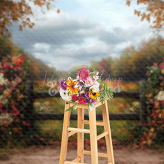 Lofaris Sky Garden Fence Floral Natural Scenery Backdrop