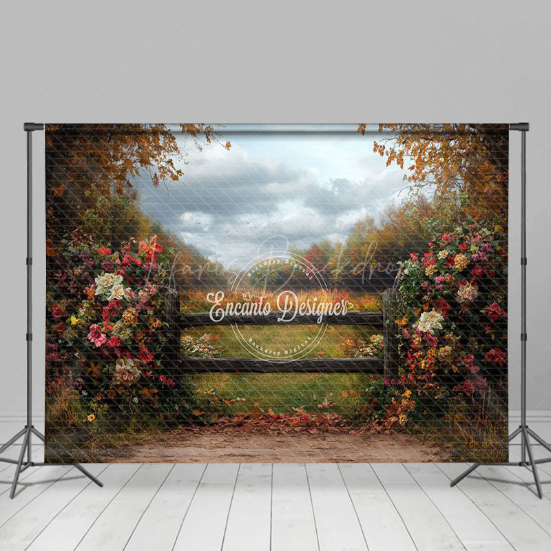 Lofaris Sky Garden Fence Floral Natural Scenery Backdrop