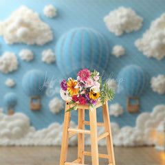 Lofaris Sky White Cloud Hot Air Balloon Cake Smash Backdrop