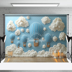 Lofaris Sky White Cloud Hot Air Balloon Cake Smash Backdrop