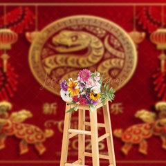 Lofaris Snake Chinese New Year Red Spring Festival Backdrop