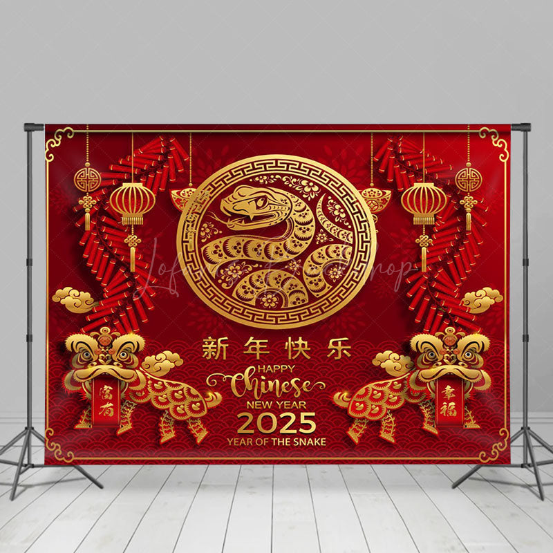 Lofaris Snake Chinese New Year Red Spring Festival Backdrop