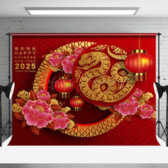 Lofaris Snake Flowers Red Chinese New Year Party Backdrop