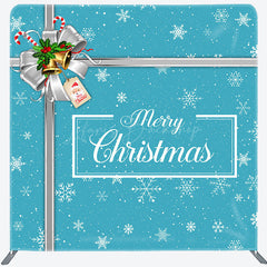 Lofaris Snow Bow Bell Blue Merry Xmas Pillow Cover Backdrop