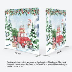 Lofaris Snow Christmas Tree Red Car Pillow Cover Backdrop