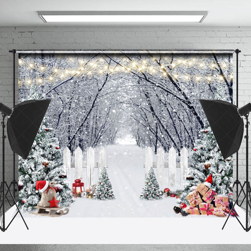 Lofaris Snow Covered Woods Winter Christmas Photo Backdrop