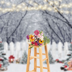 Lofaris Snow Covered Woods Winter Christmas Photo Backdrop