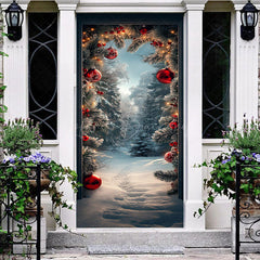 Lofaris Snow Forest Winter Wonderland Christmas Door Cover