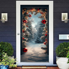 Lofaris Snow Forest Winter Wonderland Christmas Door Cover