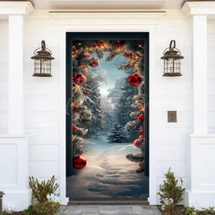 Lofaris Snow Forest Winter Wonderland Christmas Door Cover