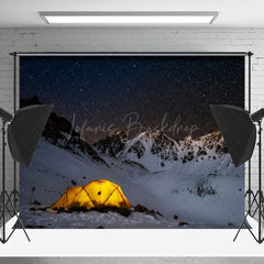 Lofaris Snow Mountain Night Camping Star Sky Winter Backdrop