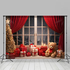 Lofaris Snow Night Warm Room Window Scene Christmas Backdrop