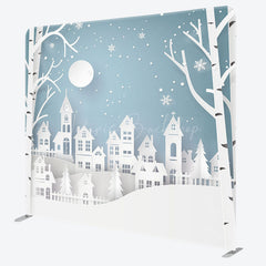 Lofaris Snow Scenery White Papercut Tension Fabric Backdrop