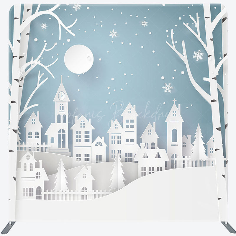 Lofaris Snow Scenery White Papercut Tension Fabric Backdrop