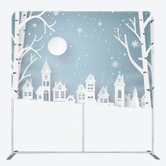 Lofaris Snow Scenery White Papercut Tension Fabric Backdrop