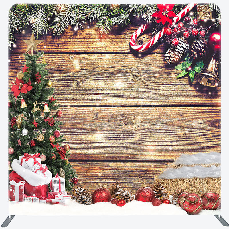 Lofaris Snow Wood Merry Christmas Double-Sided Square Backdrop