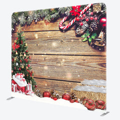 Lofaris Snow Wood Merry Christmas Double-Sided Square Backdrop