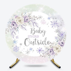 Lofaris Snowflake Floral Round Baby Its Cold Outside Backdrop